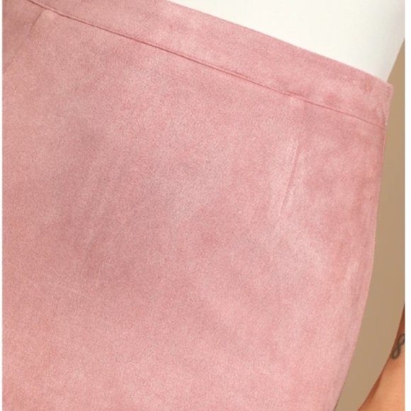 Lulus Blush Pencil Skirt Vegan Suede - Picture 3 of 4